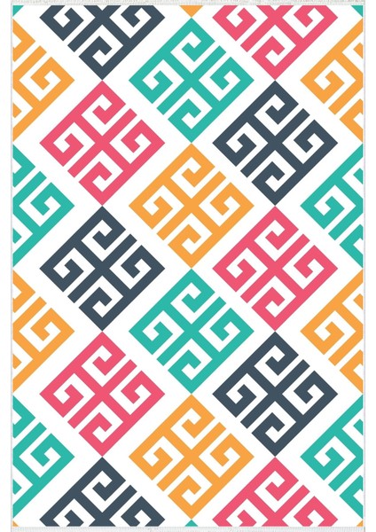 Modern Geometrik Sarı Pembe Turkuaz Kaydırmaz Kesme Yıkanabilir Ince Halı fiyatları