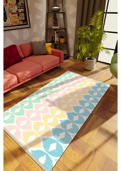 Modern Karışık Renkli Dijital Baskı Halı Kaydırmaz Ince Yıkanabilir