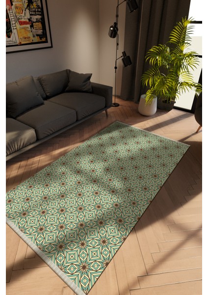 Modern Karışık Renkli Dijital Baskı Halı Kaydırmaz Ince Yıkanabilir