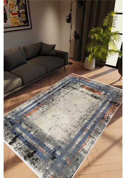 Salon Halısı Doku Eskitme Bej Kaydırmaz Kesme Yıkanabilir Ince Halı Tüysüz Kilim
