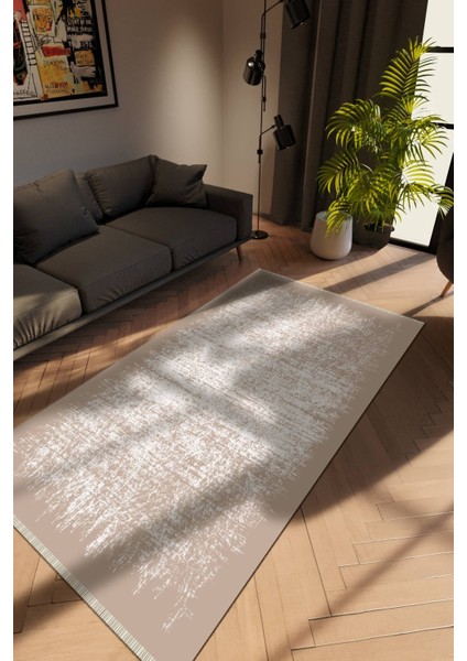 Modern Eskitme Vizon Dijital Baskı Halı Kaydırmaz Ince Yıkanabilir