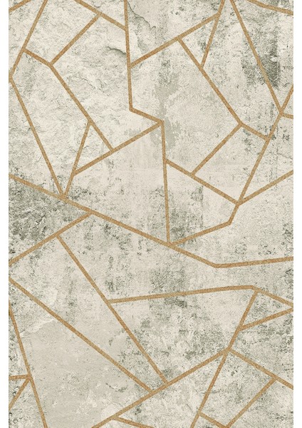 Modern Geometrik Krem Dijital Baskı Halı Kaydırmaz Ince Yıkanabilir