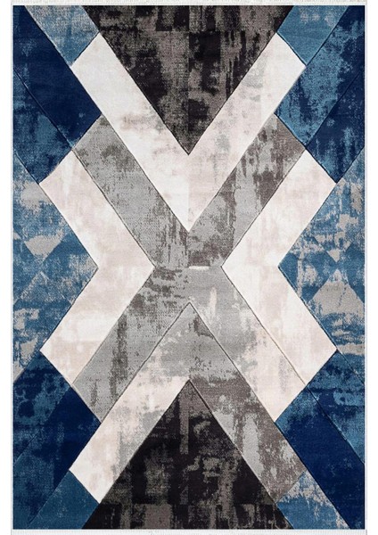 Salon Halısı Modern Geometrik Gümüş Lacivert Gri Siyah Kaydırmaz Yıkanabilir Ince Halı Tüysüz Kilim fiyatları