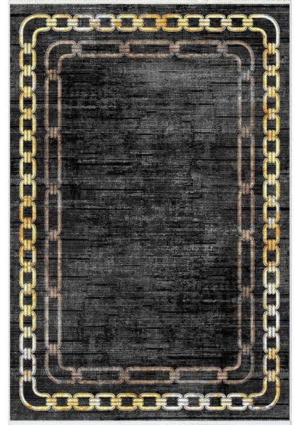 Salon Halısı Klasik Zincir Desenli Siyah Kaydırmaz Kesme Yıkanabilir Ince Halı Tüysüz Kilim fiyatları