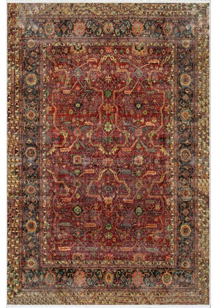 Salon Halısı Kilim Otantik Eskitme Kahverengi Kaydırmaz Yıkanabilir Ince Halı Tüysüz Kilim