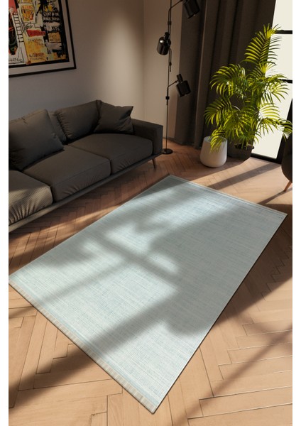 Modern Mavi Dijital Baskı Halı Kaydırmaz Ince Yıkanabilir