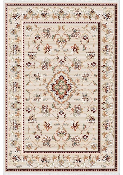 Figürlü Çiçekli Kilim Motifli Kahverengi Ekru Kaydırmaz Kesme Yıkanabilir Ince Halı fiyatları