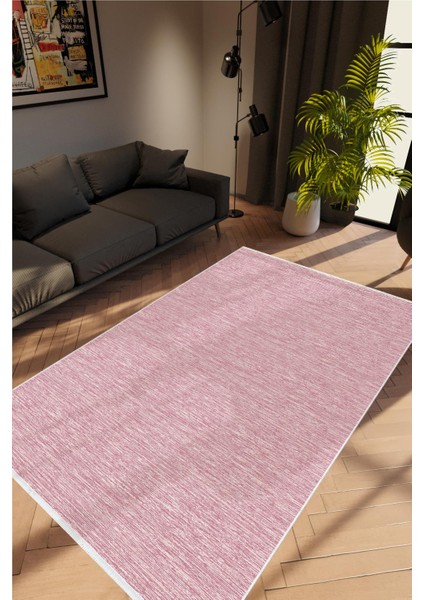 Modern Eskitme Pembe Kaydırmaz Kesme Yıkanabilir Ince Halı