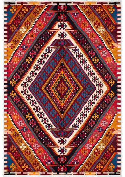 Kilim Desenli Otantik Eskitme Kahverengi Kaydırmaz Kesme Yıkanabilir Ince Halı fiyatları