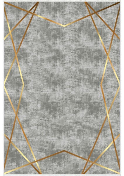 Salon Halısı Eskitme Geometrik Altın Gri Metalik Kaydırmaz Kesme Yıkanabilir Ince Halı Tüysüz Kilim fiyatları