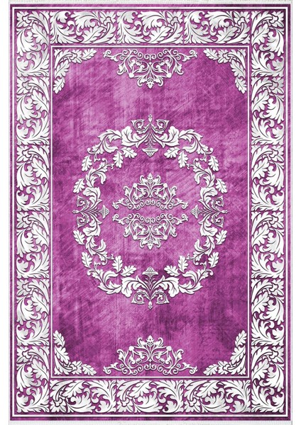 Salon Halısı Klasik Eskitme Mor Beyaz Kaydırmaz Kesme Yıkanabilir Ince Halı Tüysüz Kilim fiyatları