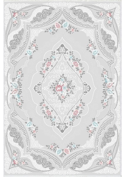 Salon Halısı Klasik Gri Kaydırmaz Kesme Yıkanabilir Ince Halı Tüysüz Kilim