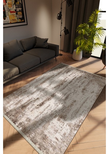Modern Eskitme Vizon Dijital Baskı Halı Kaydırmaz Ince Yıkanabilir