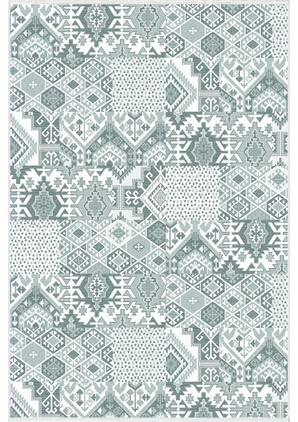 Salon Halısı Modern Patchwork Gri Kaydırmaz Kesme Yıkanabilir Ince Halı Tüysüz Kilim