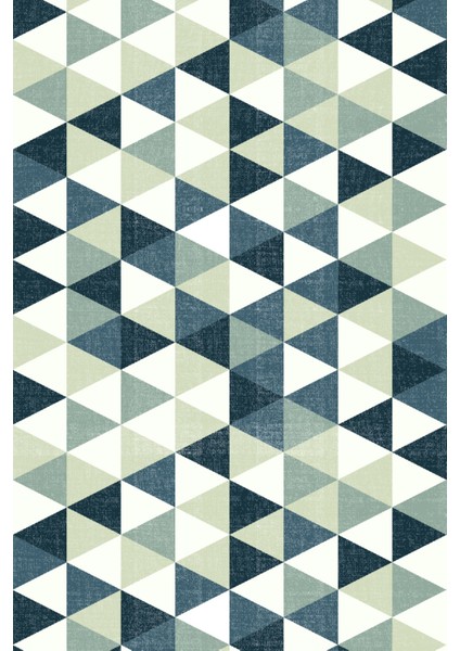 Modern Geometrik Mavi Dijital Baskı Halı Kaydırmaz Ince Yıkanabilir
