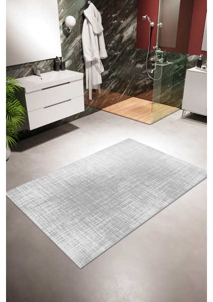 Modern Eskitme Gri Dijital Baskı Halı Kaydırmaz Ince Yıkanabilir