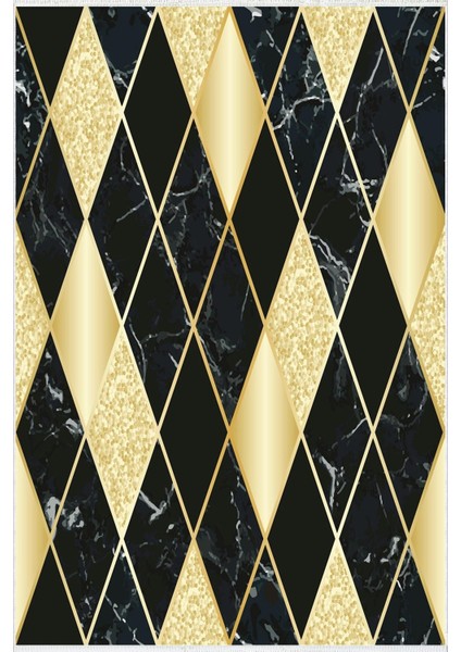 Salon Halısı Taş Mermer Modern Gold Karo Siyah Altın Kaydırmaz Yıkanabilir Ince Halı Tüysüz Kilim fiyatları