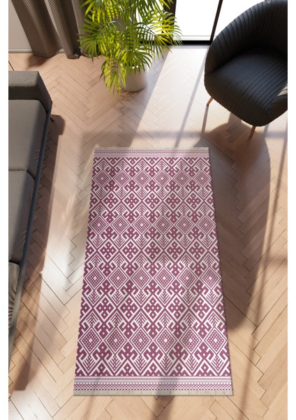 Modern Geometrik Mor Dijital Baskı Halı Kaydırmaz Ince Yıkanabilir