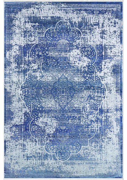 Salon Halısı Klasik Eskitme Mavi Kaydırmaz Kesme Yıkanabilir Ince Halı Tüysüz Kilim fiyatları
