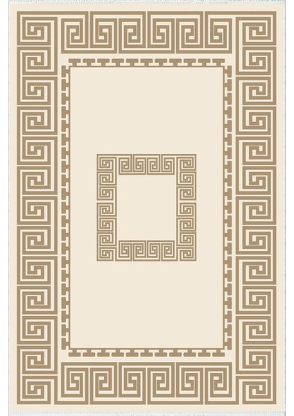 Salon Halısı Klasik Kahverengi Ekru Kaydırmaz Kesme Yıkanabilir Ince Halı Tüysüz Kilim fiyatları