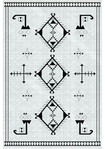 Salon Halısı Modern Geometrik Mavi Siyah Kaydırmaz Kesme Yıkanabilir Ince Halı Tüysüz Kilim