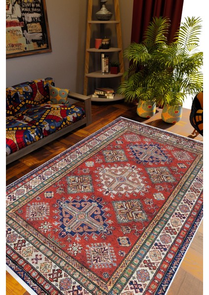 Otantik Eskitme Kahverengi Kaydırmaz Kesme Yıkanabilir Ince Halı