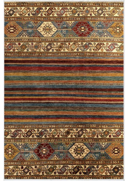 Salon Halısı Otantik Eskitme Kahverengi Kaydırmaz Kesme Yıkanabilir Ince Halı Tüysüz Kilim