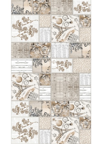 Modern Patchwork Karışık Renkli Dijital Baskı Halı Kaydırmaz Ince Yıkanabilir