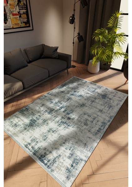 Modern Gri Dijital Baskı Halı Kaydırmaz Ince Yıkanabilir