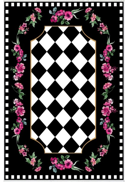 Salon Halısı Figürlü Çiçekli Siyah Beyaz Mor Kaydırmaz Kesme Yıkanabilir Ince Halı Tüysüz Kilim fiyatları
