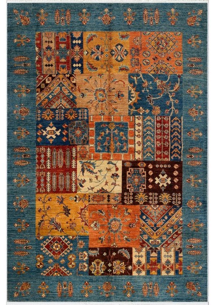 Salon Halısı Kilim Otantik Eskitme Lacivert Kaydırmaz Yıkanabilir Ince Halı Tüysüz Kilim