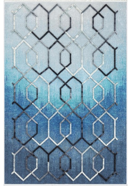 Salon Halısı Modern Geometrik Lacivert Mavi Gri Kaydırmaz Kesme Yıkanabilir Ince Halı Tüysüz Kilim fiyatları
