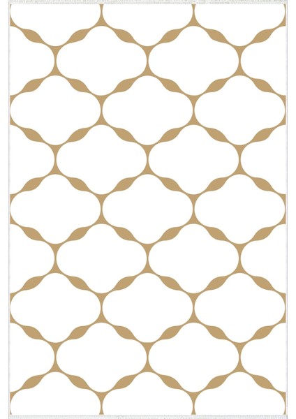 Salon Halısı Modern Geometrik Kahverengi Krem Kaydırmaz Kesme Yıkanabilir Ince Halı Tüysüz Kilim