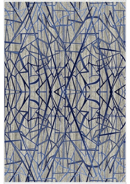 Salon Halısı Modern Geometrik Lacivert Gri Mavi Kaydırmaz Kesme Yıkanabilir Ince Halı Tüysüz Kilim fiyatları