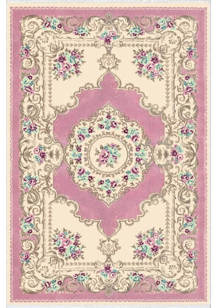 Salon Halısı Figürlü Çiçekli Pembe Ekru Kaydırmaz Kesme Yıkanabilir Ince Halı Tüysüz Kilim fiyatları