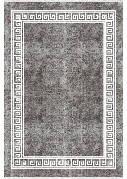 Salon Halısı Doku Eskitme Siyah Gri Kaydırmaz Kesme Yıkanabilir Ince Halı Tüysüz Kilim