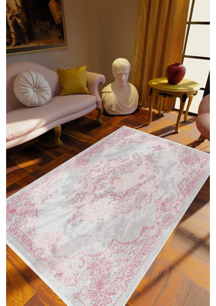 Salon Halısı Klasik Gri Kaydırmaz Kesme Yıkanabilir Ince Halı Tüysüz Kilim