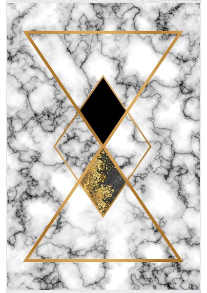 Salon Halısı Modern Geometrik Gold Gri Altın Siyah Kaydırmaz Yıkanabilir Ince Halı Tüysüz Kilim fiyatları