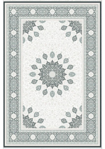 Salon Halısı Klasik Gri Krem Kaydırmaz Kesme Yıkanabilir Ince Halı Tüysüz Kilim