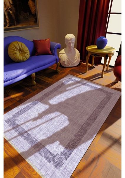 Klasik Indigo Dijital Baskı Halı Kaydırmaz Ince Yıkanabilir