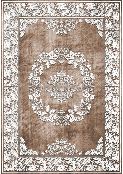 Klasik Eskitme Kahverengi Dijital Baskı Halı Kaydırmaz Ince Yıkanabilir fiyatları