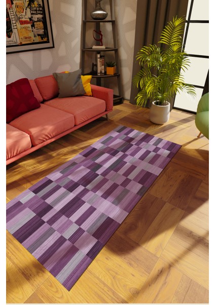 Modern Patchwork Gülkkurusu Dijital Baskı Halı Kaydırmaz Ince Yıkanabilir