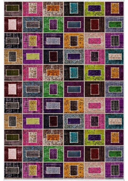 Salon Halısı Modern Patchwork Mor Kaydırmaz Kesme Yıkanabilir Ince Halı Tüysüz Kilim fiyatları