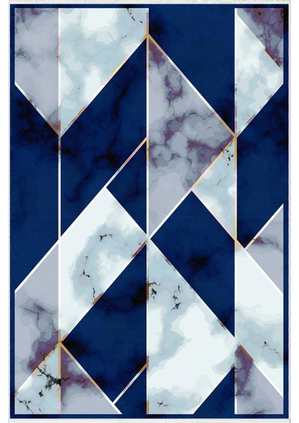 Salon Halısı Modern Geometrik Mermer Lacivert Gri Mavi Kaydırmaz Yıkanabilir Ince Halı Tüysüz Kilim fiyatları