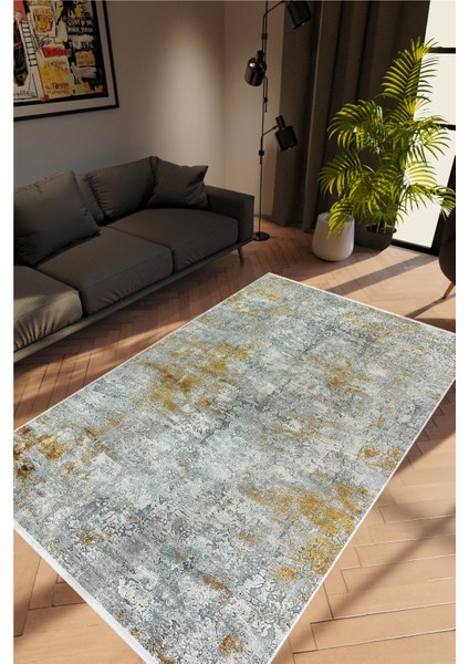 Salon Halısı Doku Eskitme Gri Kaydırmaz Kesme Yıkanabilir Ince Halı Tüysüz Kilim