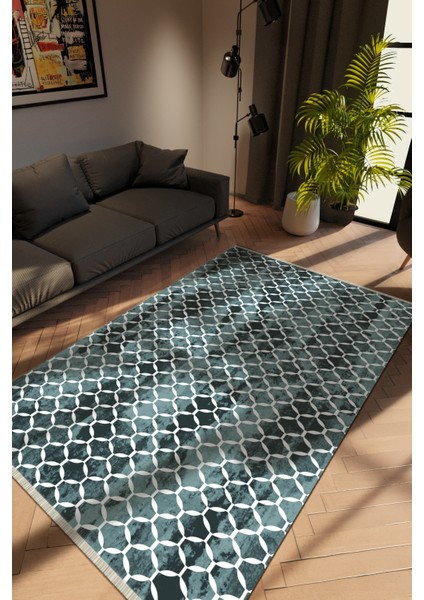 Modern Gri Dijital Baskı Halı Kaydırmaz Ince Yıkanabilir