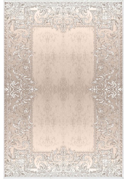 Salon Halısı Klasik Bej Ekru Kaydırmaz Kesme Yıkanabilir Ince Halı Tüysüz Kilim