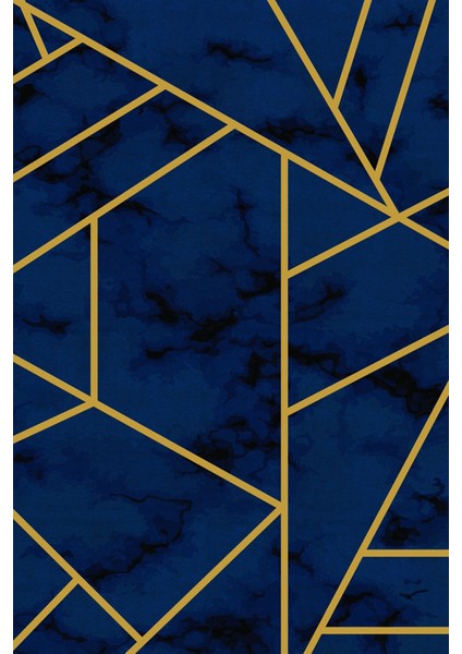 Modern Geometrik Lacivert Dijital Baskı Halı Kaydırmaz Ince Yıkanabilir fiyatları