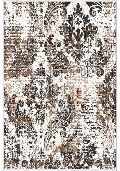 Salon Halısı Çiçekli Abstract Soyut Kahverengi Beyaz Kaydırmaz Yıkanabilir Ince Halı Tüysüz Kilim fiyatları
