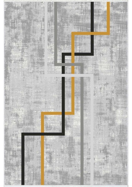 Salon Halısı Modern Geometrik Gri Siyah Gold Kaydırmaz Kesme Yıkanabilir Ince Halı Tüysüz Kilim fiyatları